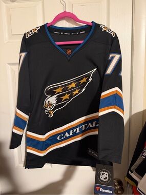 Fanatics Black Washington Capitals Jersey with Blue & Gold Accents